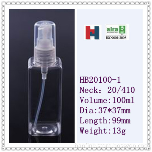 Factory Wholesale empty makeup bottle 100ml plastic pet spray bottle